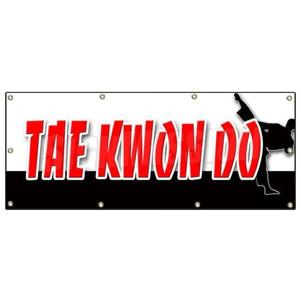 TAE KWON DO BANNER SIGN martial art defense school lessons jiu-jitsu
